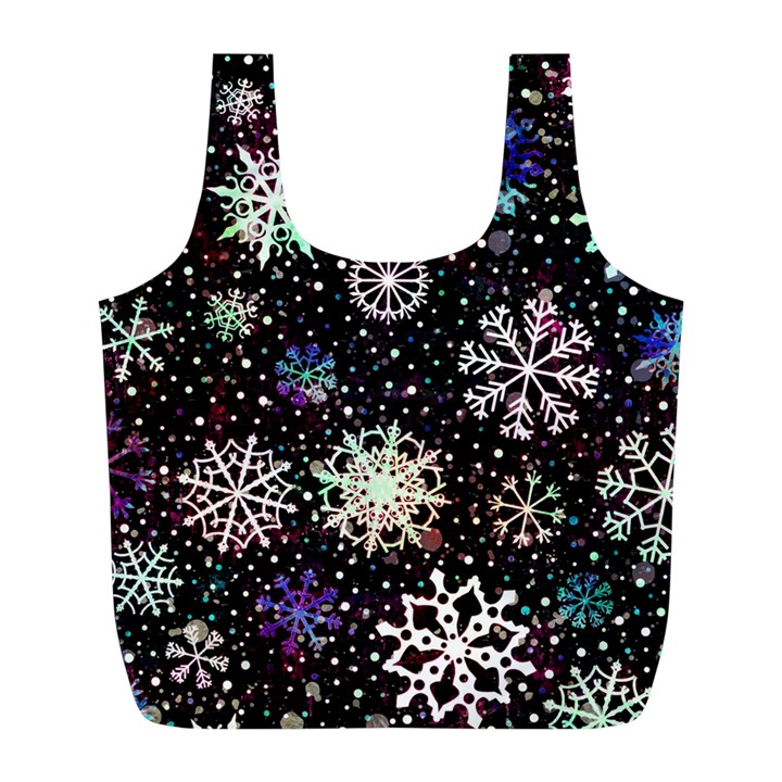 Shiny Winter Snowflake Abstract Christmas Cold Crystal December Full Print Recycle Bag (L)