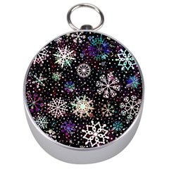 Shiny Winter Snowflake Abstract Christmas Cold Crystal December Silver Compasses by Bedest