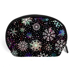 Shiny Winter Snowflake Abstract Christmas Cold Crystal December Accessory Pouch (large) by Bedest