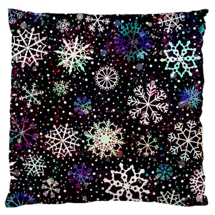 Shiny Winter Snowflake Abstract Christmas Cold Crystal December Standard Premium Plush Fleece Cushion Case (Two Sides)