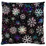 Shiny Winter Snowflake Abstract Christmas Cold Crystal December Large Premium Plush Fleece Cushion Case (Two Sides) Back