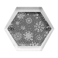 Shiny Winter Snowflake Abstract Christmas Cold Crystal December Hexagon Wood Jewelry Box by Bedest