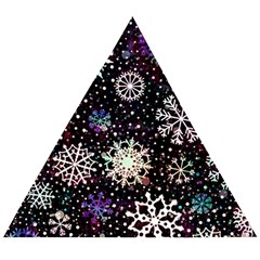 Shiny Winter Snowflake Abstract Christmas Cold Crystal December Wooden Puzzle Triangle by Bedest