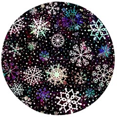 Shiny Winter Snowflake Abstract Christmas Cold Crystal December Wooden Bottle Opener (round) by Bedest