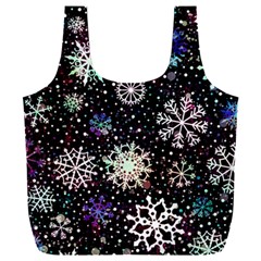 Shiny Winter Snowflake Abstract Christmas Cold Crystal December Full Print Recycle Bag (xxxl) by Bedest