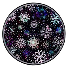 Shiny Winter Snowflake Abstract Christmas Cold Crystal December Wireless Fast Charger(black) by Bedest