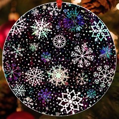 Shiny Winter Snowflake Abstract Christmas Cold Crystal December Uv Print Acrylic Ornament Round by Bedest