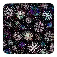 Shiny Winter Snowflake Abstract Christmas Cold Crystal December Square Glass Fridge Magnet (4 Pack) by Bedest