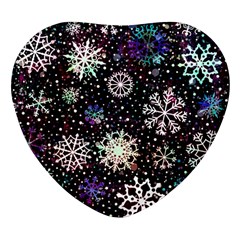 Shiny Winter Snowflake Abstract Christmas Cold Crystal December Heart Glass Fridge Magnet (4 Pack) by Bedest