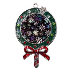 Shiny Winter Snowflake Abstract Christmas Cold Crystal December Metal X mas Lollipop With Crystal Ornament