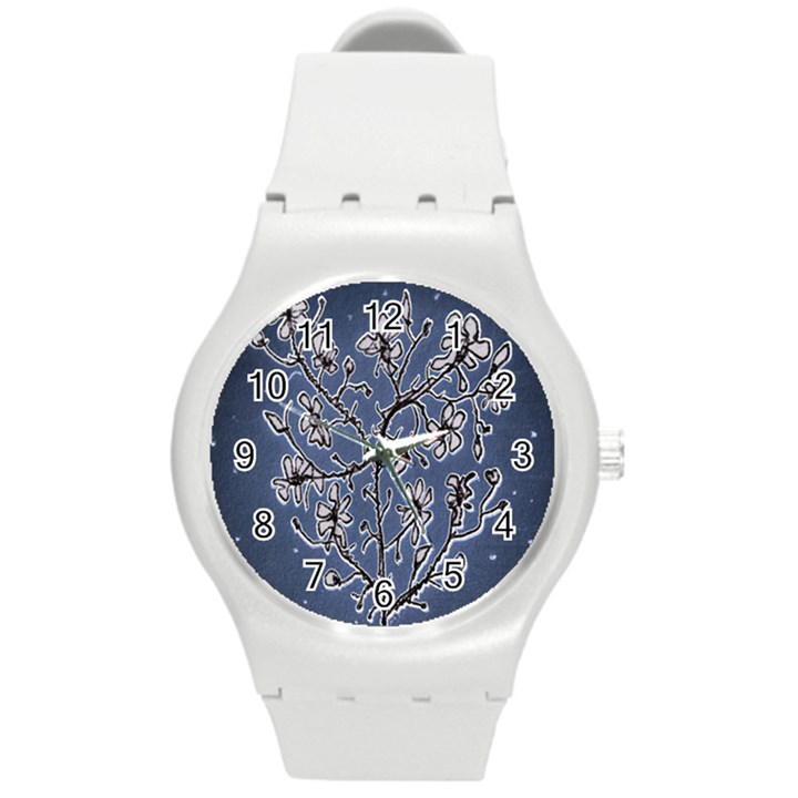 Nature Charm Drawing  Round Plastic Sport Watch (M)