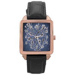 Nature Charm Drawing  Rose Gold Leather Watch 