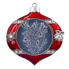 Nature Charm Drawing  Metal Snowflake And Bell Red Ornament by dflcprintsclothing