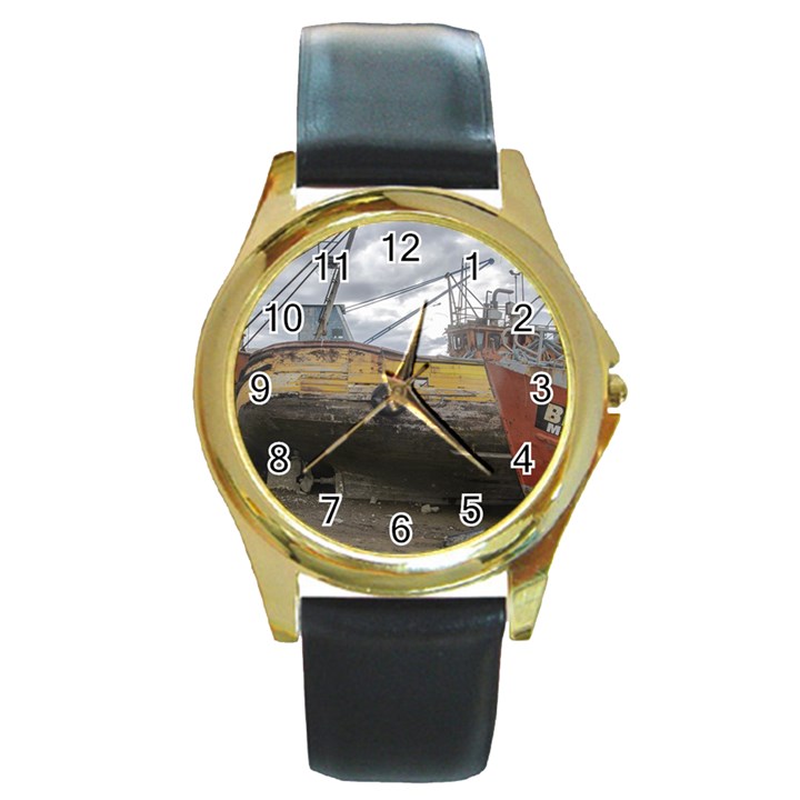 Maritime Memories, San Antonio Oeste, Rio Negro, Argentina Round Gold Metal Watch