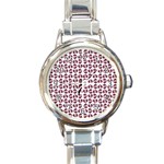 Love In Pieces Print Pattern Design Round Italian Charm Watch Front