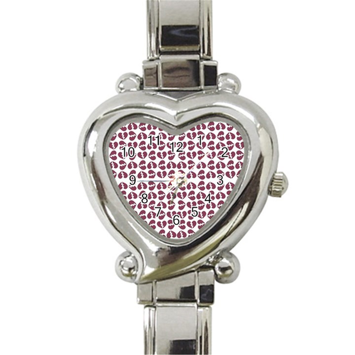 Love In Pieces Print Pattern Design Heart Italian Charm Watch