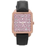 Love In Pieces Print Pattern Design Rose Gold Leather Watch  Front