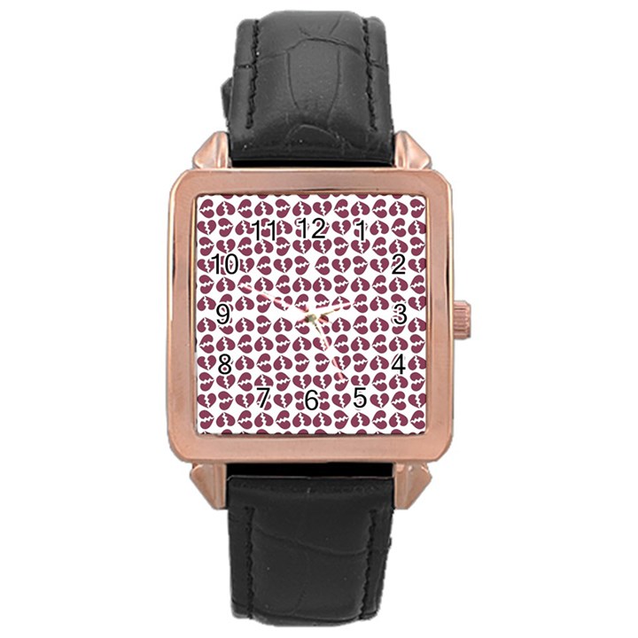 Love In Pieces Print Pattern Design Rose Gold Leather Watch 