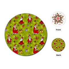 Background With Santa Claus, Christmas Decorations Playing Cards Single Design (round)