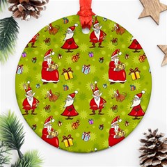 Background With Santa Claus, Christmas Decorations Round Ornament (two Sides)