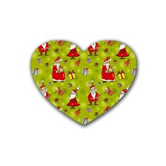 Background With Santa Claus, Christmas Decorations Rubber Coaster (heart) by kyorashop23