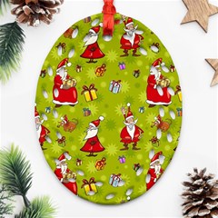 Background With Santa Claus, Christmas Decorations Oval Filigree Ornament (two Sides)