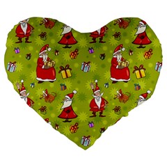 Background With Santa Claus, Christmas Decorations Large 19  Premium Heart Shape Cushions by kyorashop23