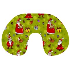 Background With Santa Claus, Christmas Decorations Travel Neck Pillow