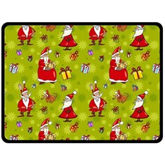 Background With Santa Claus, Christmas Decorations Two Sides Fleece Blanket (large) by kyorashop23