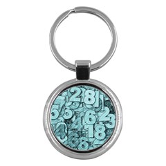 Blue Digits Background, Artwork, Numbers Key Chain (Round)