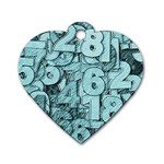 Blue Digits Background, Artwork, Numbers Dog Tag Heart (Two Sides) Back