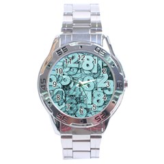 Blue Digits Background, Artwork, Numbers Stainless Steel Analogue Watch