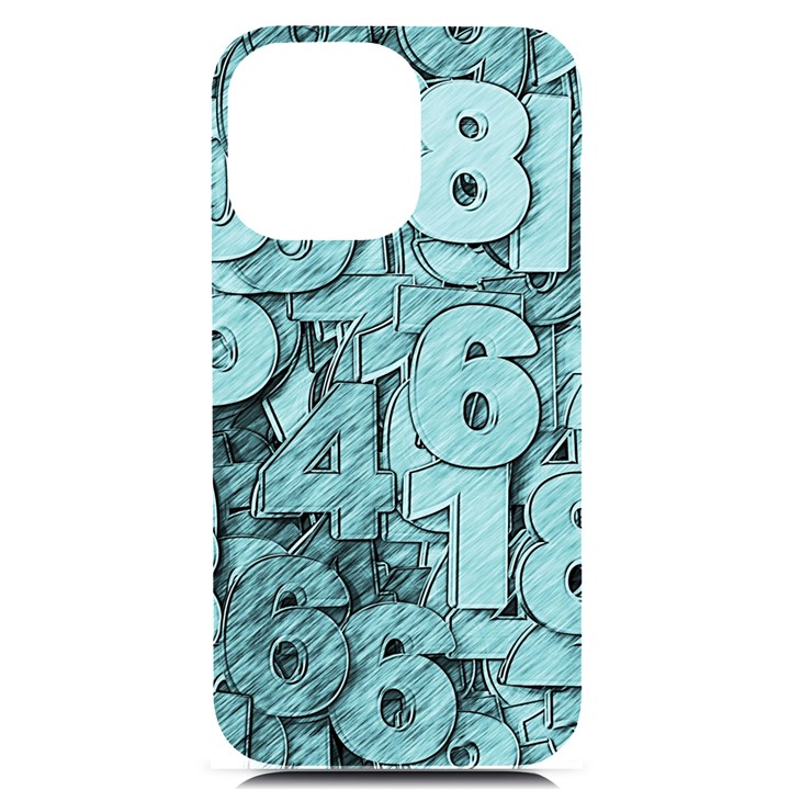 Blue Digits Background, Artwork, Numbers iPhone 14 Pro Max Black UV Print Case