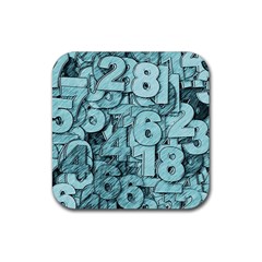 Blue Digits Background, Artwork, Numbers Rubber Coaster (square) by kyorashop23