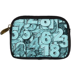 Blue Digits Background, Artwork, Numbers Digital Camera Leather Case by kyorashop23