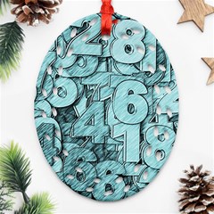 Blue Digits Background, Artwork, Numbers Ornament (oval Filigree)