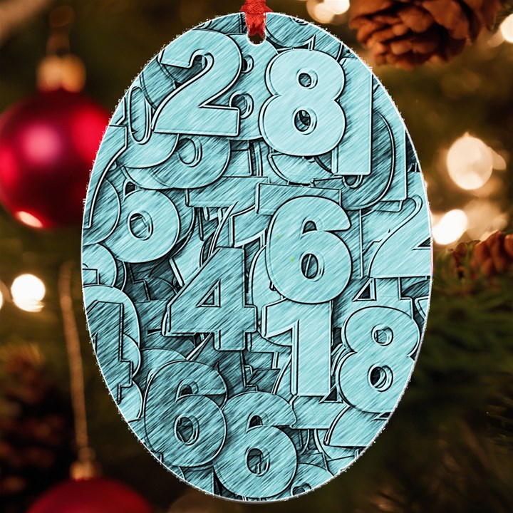 Blue Digits Background, Artwork, Numbers UV Print Acrylic Ornament Oval