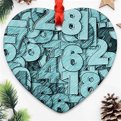 Blue Digits Background, Artwork, Numbers Ornament (heart)