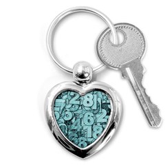 Blue Digits Background, Artwork, Numbers Key Chain (heart) by kyorashop23