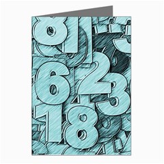 Blue Digits Background, Artwork, Numbers Greeting Cards (pkg Of 8)