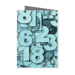 Blue Digits Background, Artwork, Numbers Mini Greeting Cards (pkg Of 8)