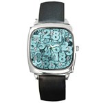 Blue Digits Background, Artwork, Numbers Square Metal Watch Front