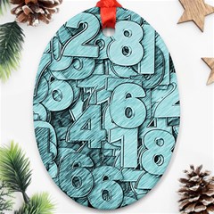 Blue Digits Background, Artwork, Numbers Oval Ornament (two Sides)