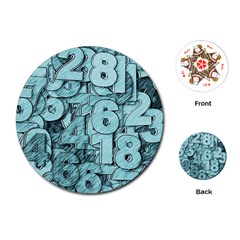 Blue Digits Background, Artwork, Numbers Playing Cards Single Design (round)