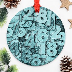 Blue Digits Background, Artwork, Numbers Round Ornament (two Sides)