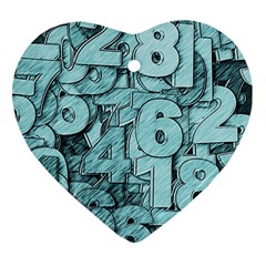 Blue Digits Background, Artwork, Numbers Heart Ornament (two Sides)