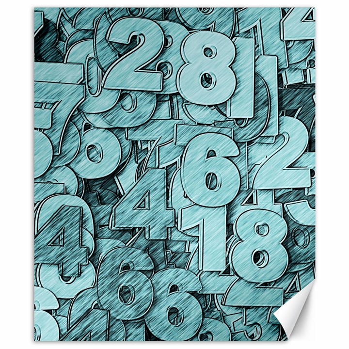 Blue Digits Background, Artwork, Numbers Canvas 8  x 10 