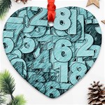 Blue Digits Background, Artwork, Numbers Heart Ornament (Two Sides) Front