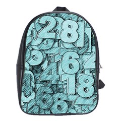 Blue Digits Background, Artwork, Numbers School Bag (large) by kyorashop23