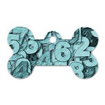 Blue Digits Background, Artwork, Numbers Dog Tag Bone (Two Sides) Front